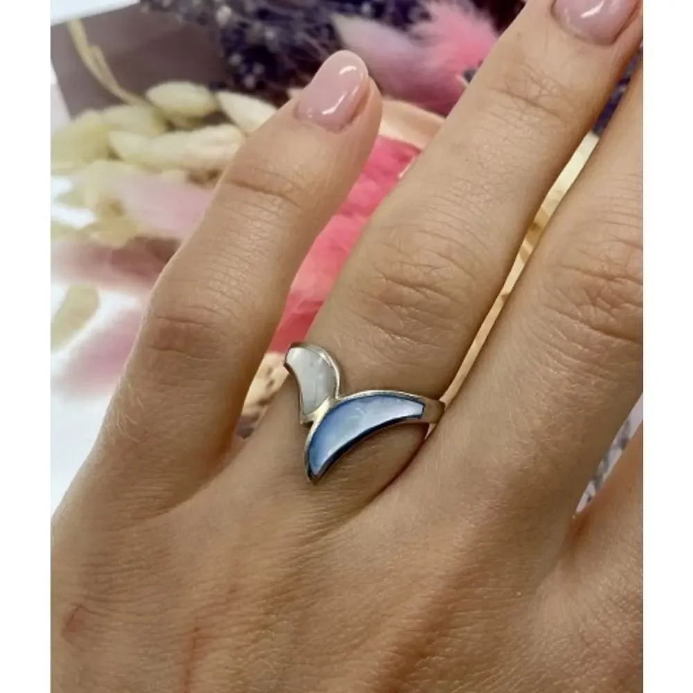 925 Sterling Silver Mother Of Pearl Ring Size 6
